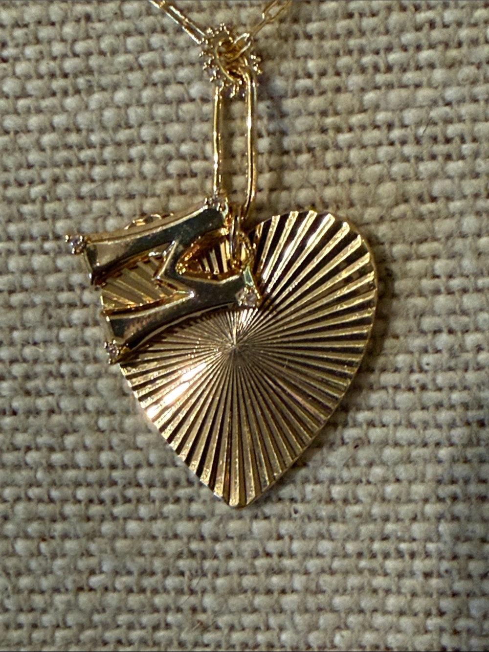 Anthropologie Gold Monogram "M" Fluted Heart Pendant Necklace/NWT - Picture 8 of 12